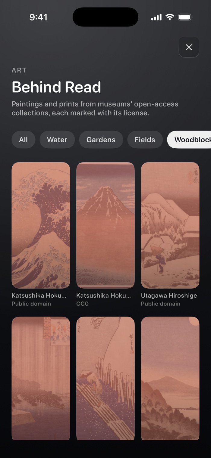 A gallery of Japanese woodblock prints to choose from