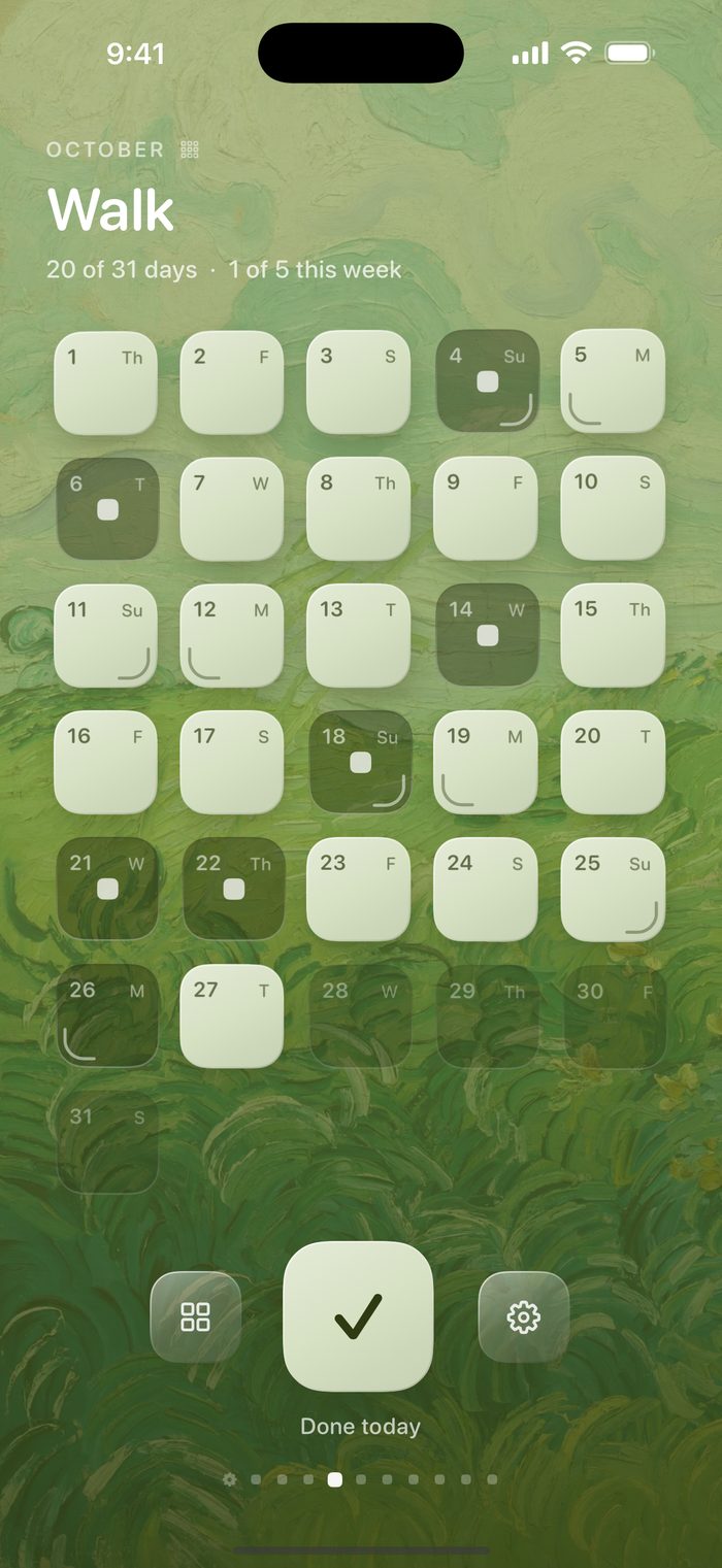 Daytiles on iPhone: a month of glass tiles for Walk over a Van Gogh wheat field
